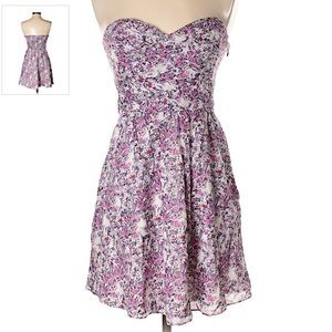 Strapless floral print dress